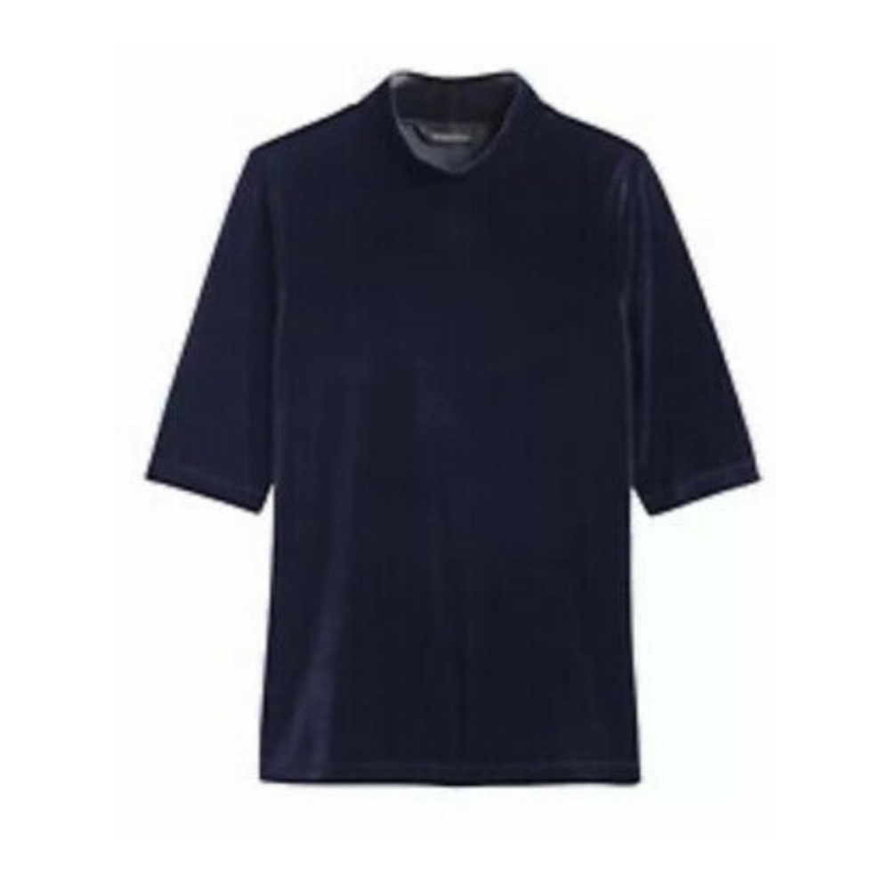 Banana Republic Blue Velvet Mock Neck Top